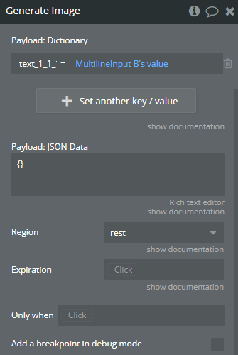 Configure the Generate Image action