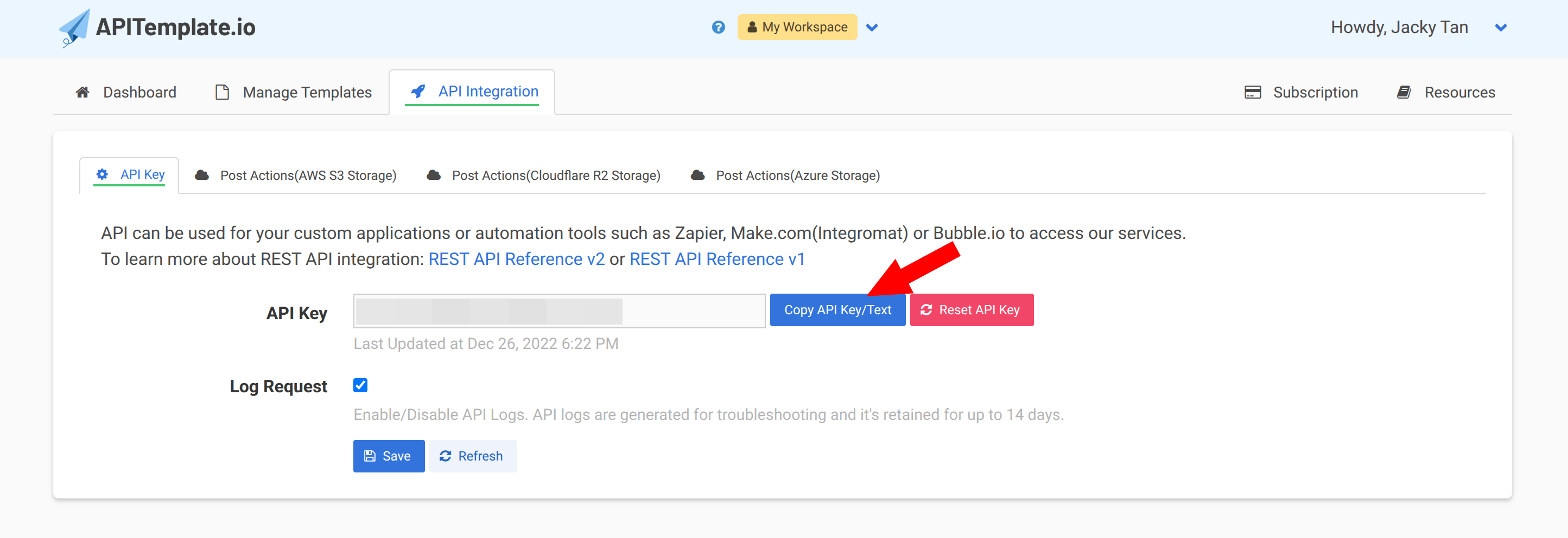 Finding your API key