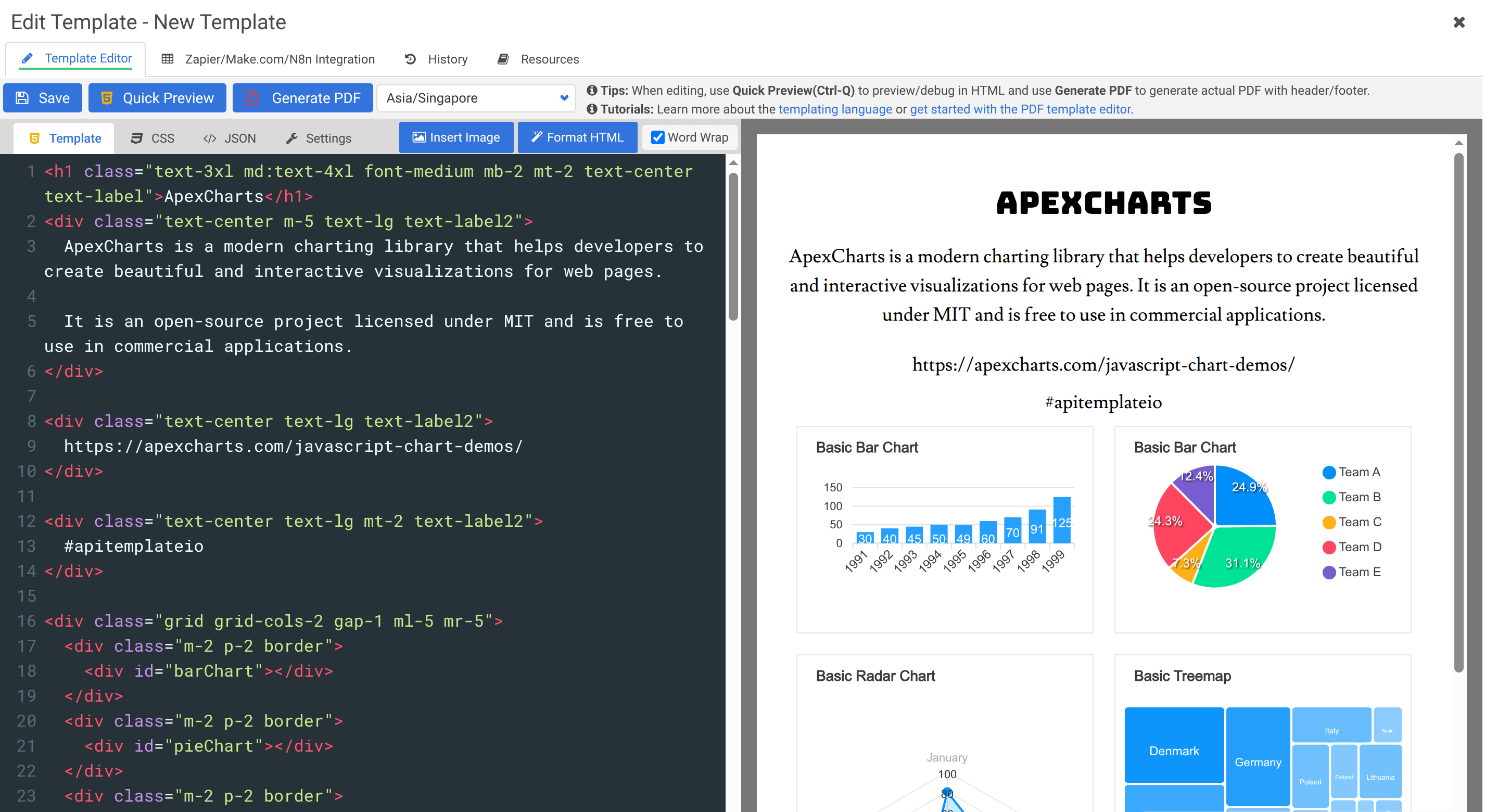 Code/HTML Template Editor