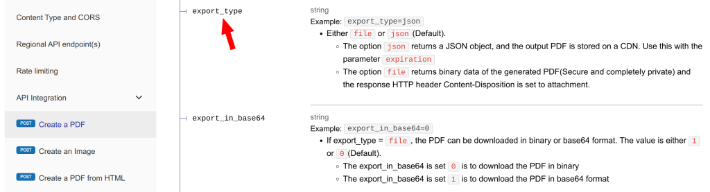 Setting the export type to file
