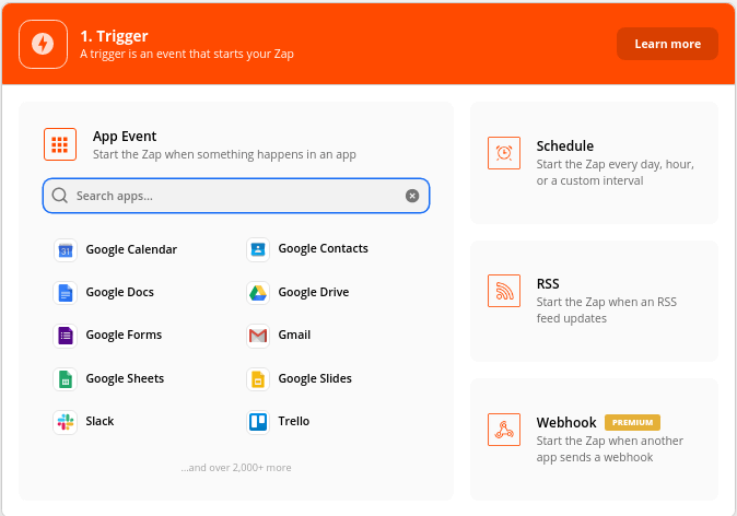 Zapier — set up a trigger