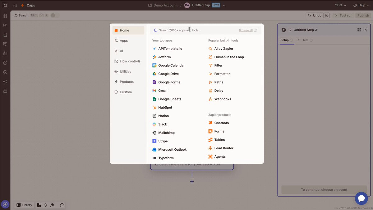 Zapier:  set up a trigger