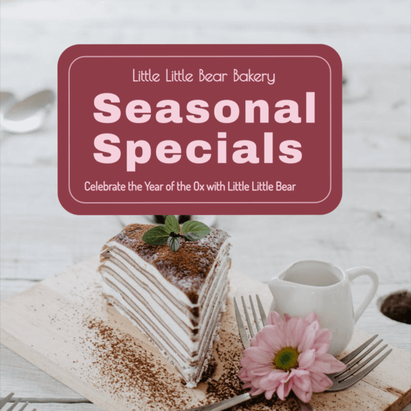 A Seasonal Specials ad banner for a bakery, generated from a reusable APITemplate.io template