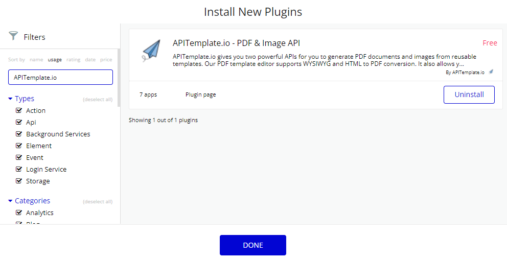 Install APITemplate Bubble.io plugin
