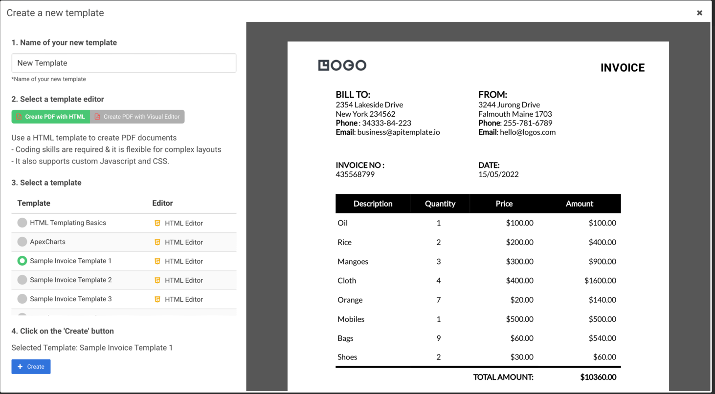 APITemplate API key integration tab
