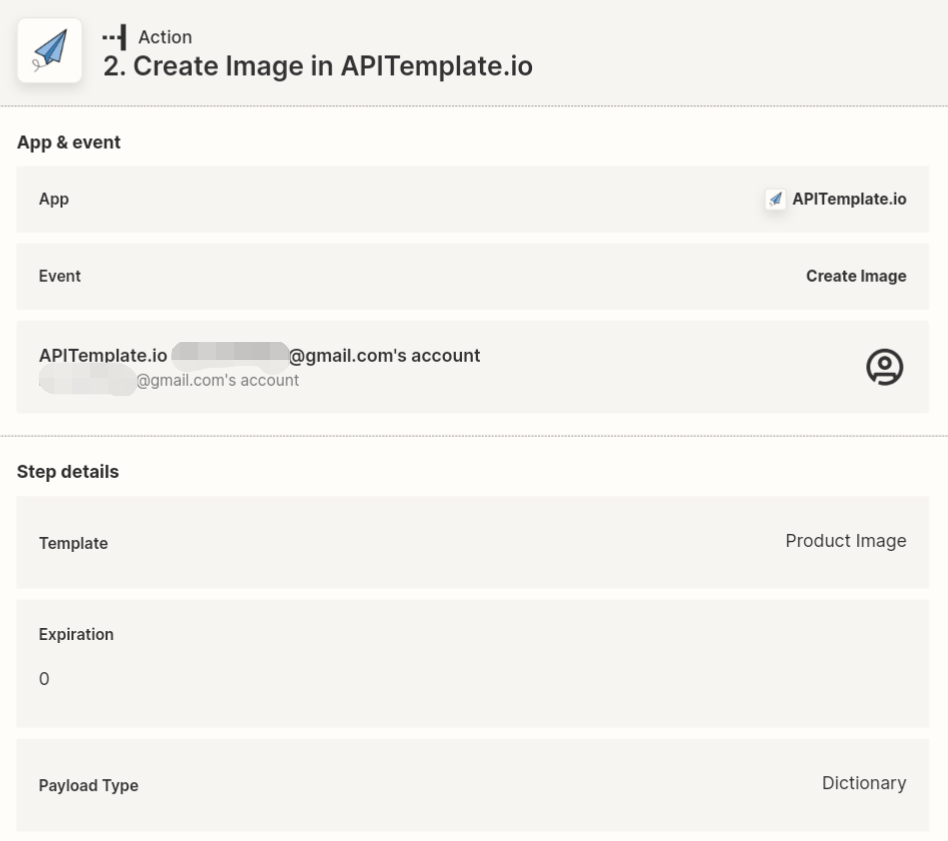 APITemplate io Setup as Action for dynamic image generation
